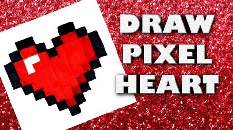 draw minecraft pixel heart step  step tutorial  kids