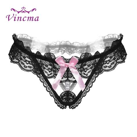 Women S Open Crotch Lace Bow Hollow Sexy Panties Thongs And G Strings
