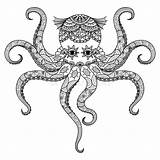 Octopus Zentangle Coloring Tattoo Shirt Drawing Adult Book So Preview sketch template