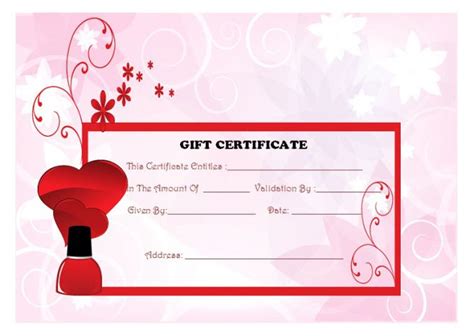 top  specialized manicure gift certificate templates pertaining