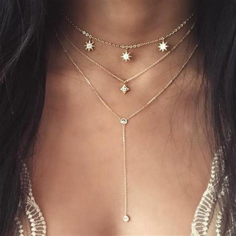 Women Crystal Necklaces And Pendants 3 Multi Layer Necklace