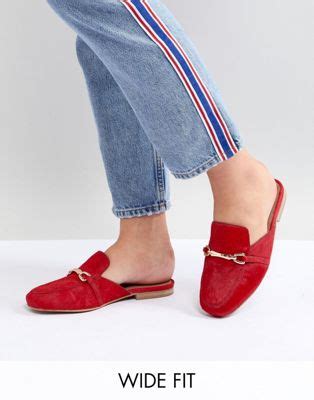 asos design  wide fit leather mule loafers asos