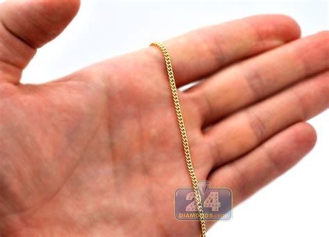Solid 14K Yellow Gold Cuban Curb Link Mens Chain 2 mm