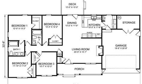 bedroom ranch house floor plans floorplansclick