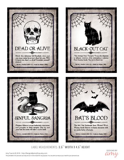 printable halloween wine labels wine labels halloween party etsy
