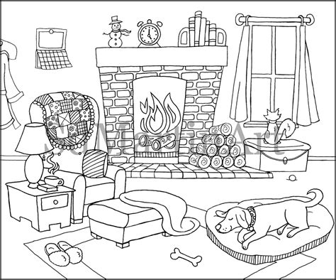 ideas  coloring coloring page   fireplace