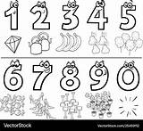 Numbers Cartoon Coloring Book Vector Collection sketch template