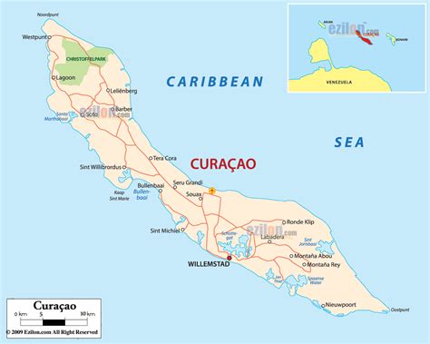 curacao country map