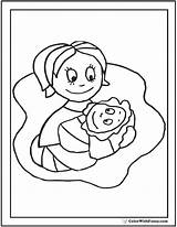 Coloring Mom Baby Pages Holding Mothers Mother Printable Colorwithfuzzy sketch template