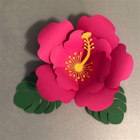 svg paper flower hibiscus template tropical set hawaiian etsy paper