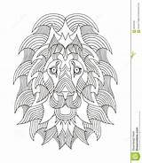 Vector Illustration Stylized Freehand Zentangle Pen Lion Head sketch template