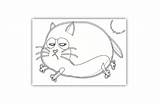Coloring Cat Fat Lazy Pages Funny Cats sketch template