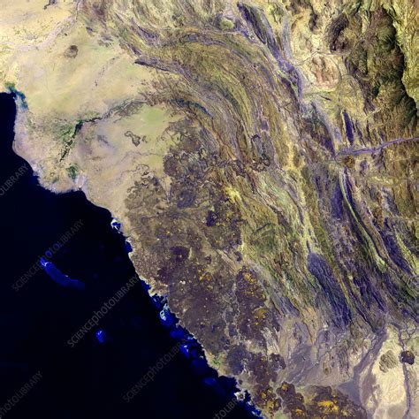 volcanic landscape satellite image stock image  science