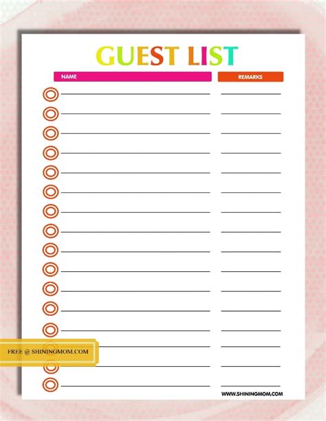 printable party planning template