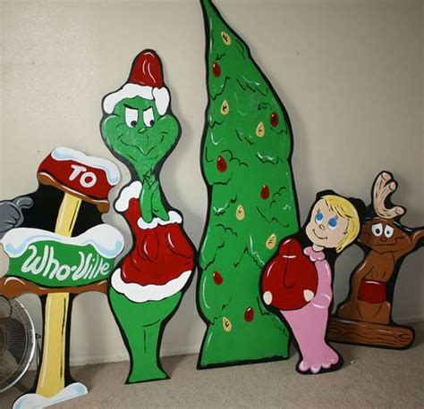 grinch whoville wooden cutouts christmas lawn decorations