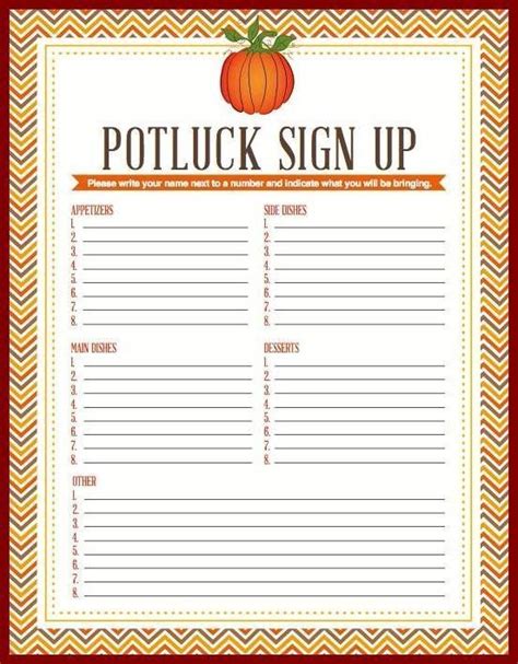 printable fall potluck sign  sheet template  printable