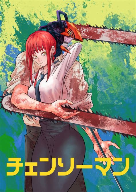 Denji And Makima Anime Characters Retro Poster Manga Covers