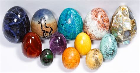 lot  semi precious stone egg assortment leonard auction sale