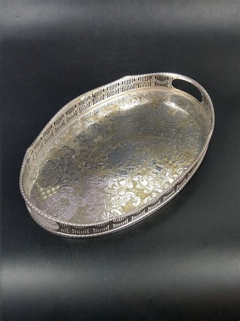 silver plated gallery tray alpha plate viners  sheffield etsy uk