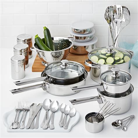 mainstays stainless steel  piece cookware set  kitchen tools