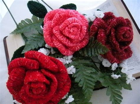 printable crochet rose patterns pink rose bouquet crochet pattern