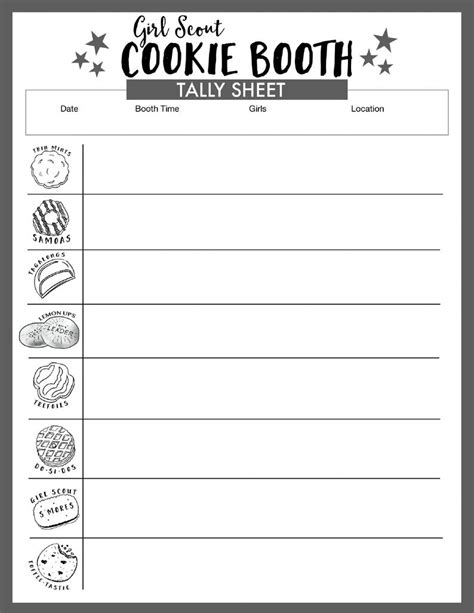 brownie bakers girl scout cookie booth control sheet etsy