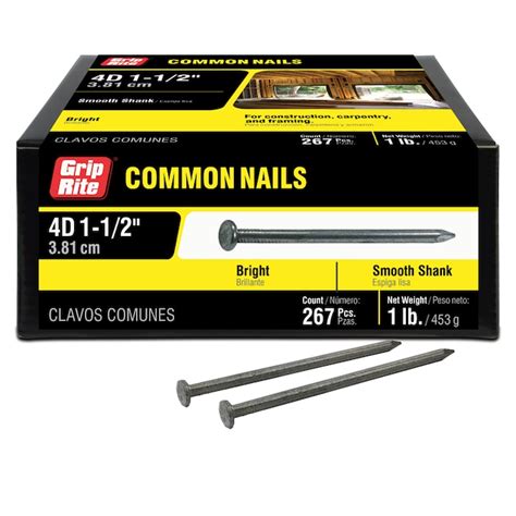 Grip Rite 1 1 2 In 13 Gauge Bright Steel Common Nails 1 Lb In The