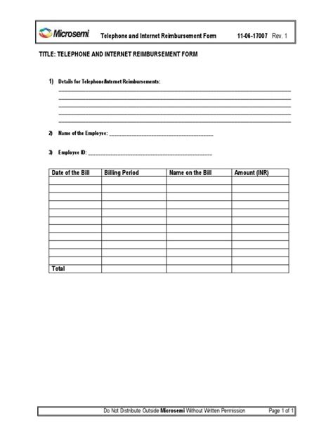 telephone  internet reimbursement form