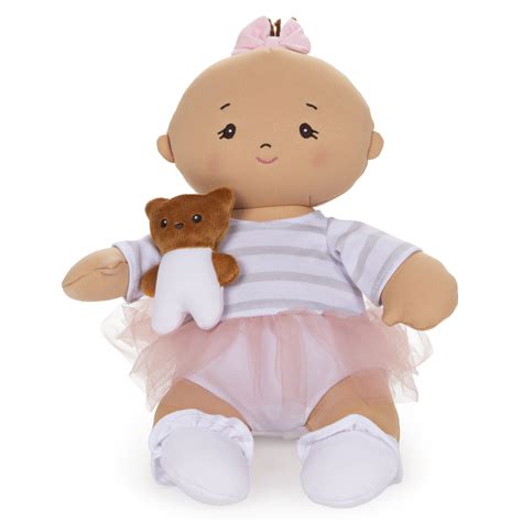 gund baby doll  teddy bear plush brunette pink tutu  doll playset