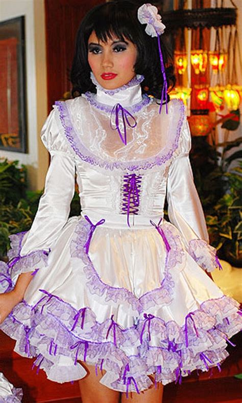 Custom Made Princess Sissy Satin Organza Dress Outfit Fancy Cosplay