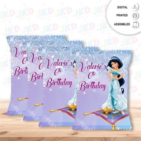 Princess Jasmine Chips Bag Labels Digital Printed Or Etsy