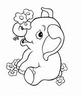 Elephant Coloring Flower Pages Printable Baby Kids Categories sketch template