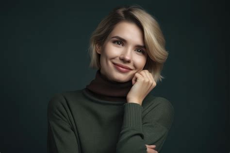 Premium Ai Image Portrait Of A Woman With A Shy Embarrassed Grin