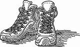 Hiking Drawing Shoes Pair sketch template