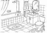Coloring Pages House Bathroom Paper Houses Kids Sketches Colouring Dolls Sheets Interior Adult Book sketch template