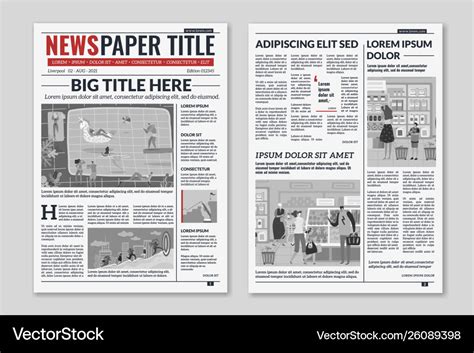newspaper layout news column articles newsprint vector image