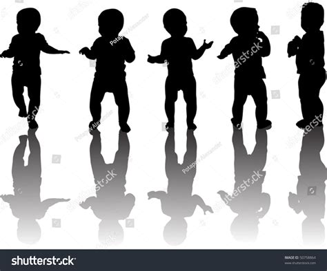 illustration  baby silhouettes collection isolated  white
