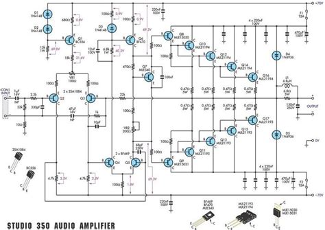 scheme   circuit diagram   studio amplifier   pairs  transistor mjl
