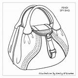 Fendi Skizze Handtasche Berühmte Liners Spy Handbag Artigo sketch template