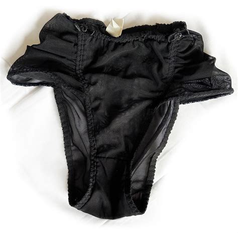 Black Sheer Vintage Panties 1970s Ruched Mesh Linger… Gem