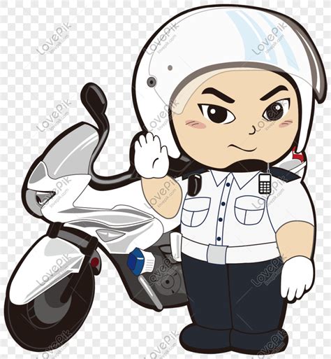 Gambar Kartun Polisi Lalu Lintas Seperangkat Karakter Kartun Seorang