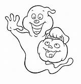 Ghost Coloring Halloween Pages Kids Pumpkin Printable Ghosts Easy sketch template