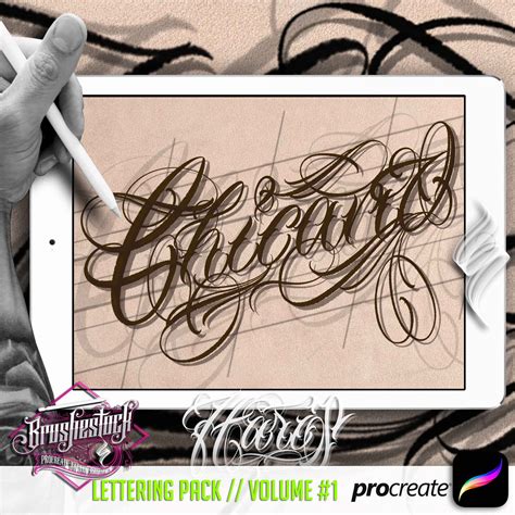 chicano lettering pack letters tattoo procreate brushes  etsy