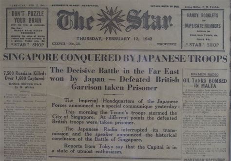 Japanese Occupation Singapore Newspaper