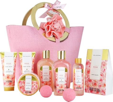 spa luxetique paniers cadeau rose spa pour femme  pieces sac