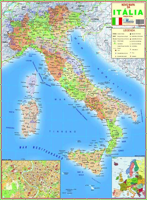 Mapa Geo Político Gigante Da Itália Tamanho 1 20 X 0 90