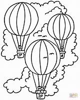 Coloring Air Balloon Hot Printable Pages Popular sketch template