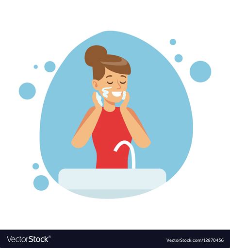 woman washing face part of people in the bathroom vector image
