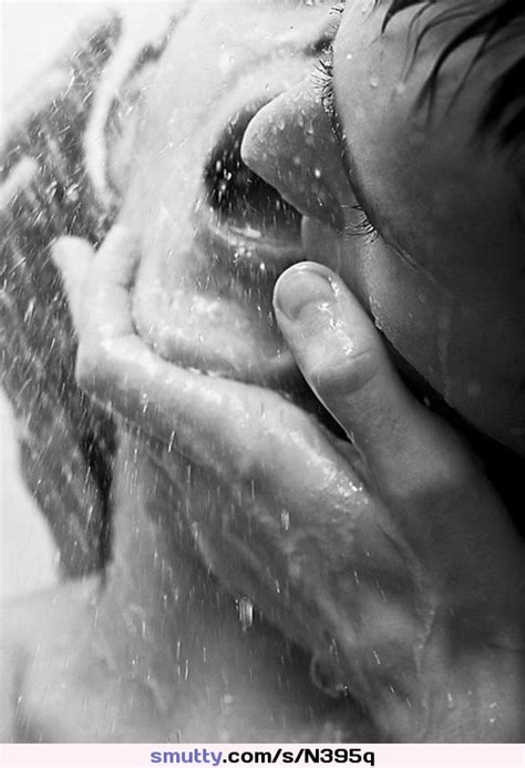 blackwhite kissing passion love rain wet water couple duet