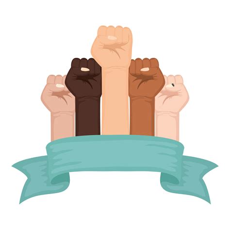 Interracial Hands Fist With Ribbon Frame 5032881 Vector Art At Vecteezy